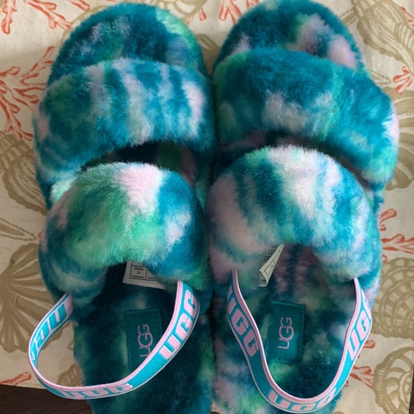 Ugg Yeah (aquatic blue) marble slipper /slide size 7 NWOT - Picture 11 of 11